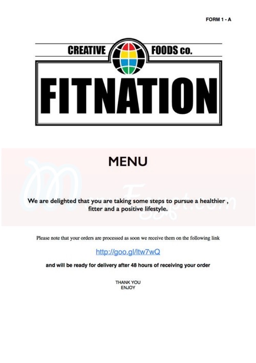 Fitnation menu Egypt